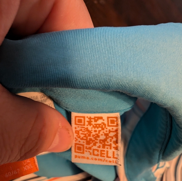 Puma Men's XL Golf Polo Shirt, Blue w/ Bright orange/white stripe detail - Picture 4 of 8